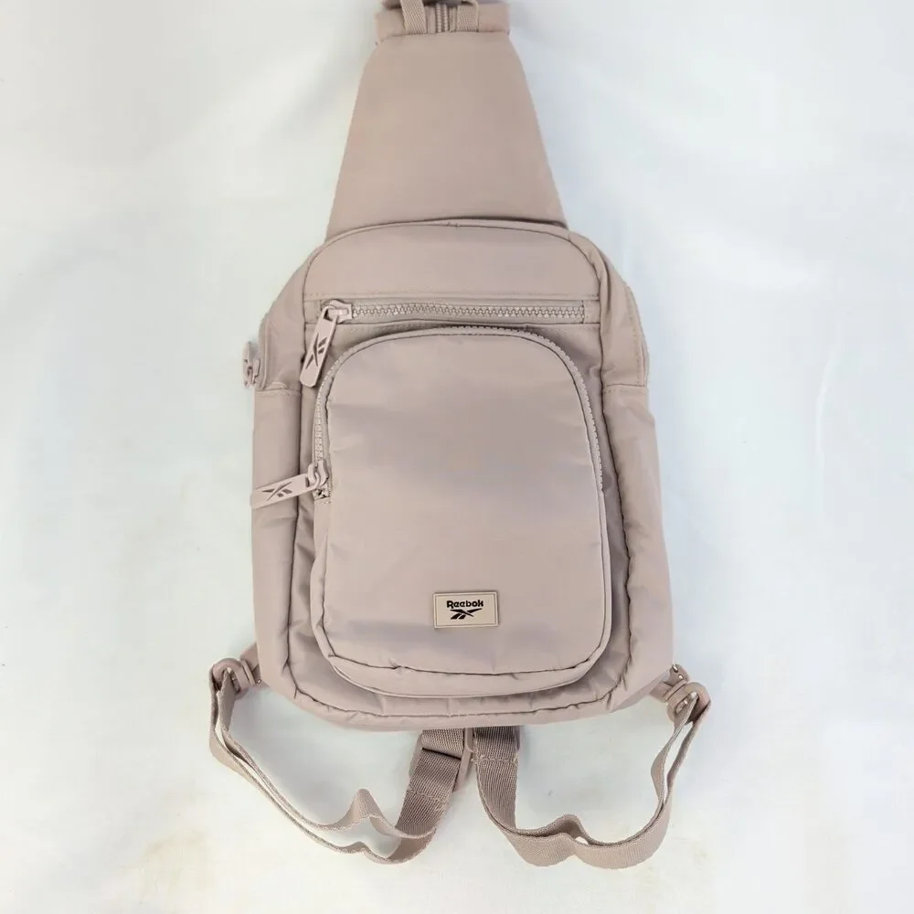 Reebok Sling Bag Crossbody Backpack Womens Mauve Pink One Size Travel Chest Pack